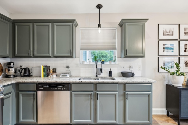143 Two Mile Pike, Goodlettsville, TN 37072 - kitchen with dishwasher, a sink, tasteful backsplash, and wood finished floors