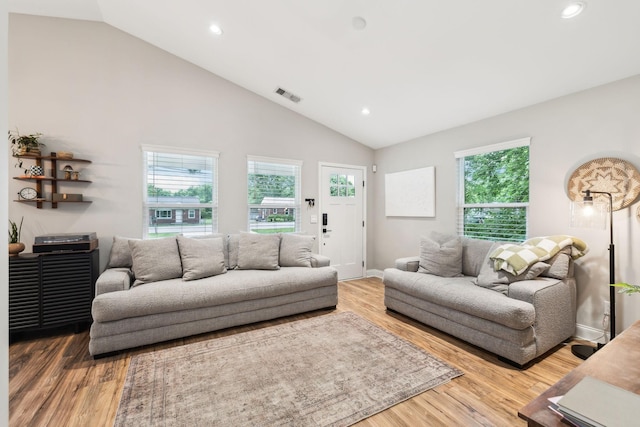 143 Two Mile Pike, Goodlettsville, TN 37072 - living area with recessed lighting, healthy amount of natural light, wood finished floors, high vaulted ceiling, and baseboards