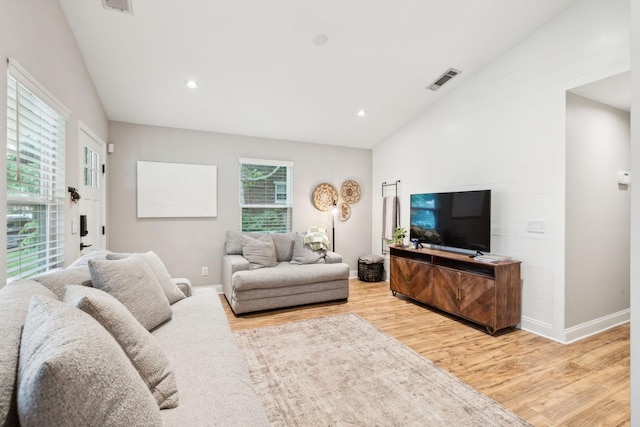 143 Two Mile Pike, Goodlettsville, TN 37072 - living area with vaulted ceiling, light wood finished floors, baseboards, and recessed lighting