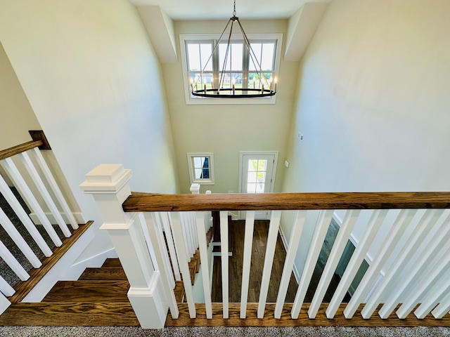 4200 Fargo Ct, Murfreesboro, TN 37127 - staircase featuring a chandelier and a towering ceiling