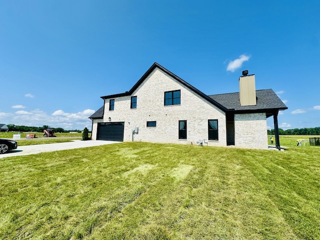 4200 Fargo Ct, Murfreesboro, TN 37127 - view of property exterior featuring a chimney, a garage, driveway, and a yard