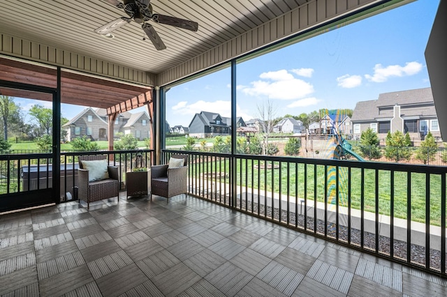 196 Knoxleigh Way, Murfreesboro, TN 37129 - sunroom / solarium with a residential view and a ceiling fan