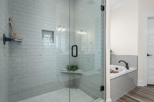 196 Knoxleigh Way, Murfreesboro, TN 37129 - full bathroom with wood finished floors, a garden tub, and a stall shower