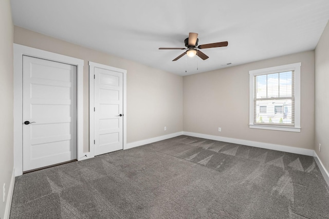 196 Knoxleigh Way, Murfreesboro, TN 37129 - unfurnished bedroom with dark carpet, baseboards, and ceiling fan