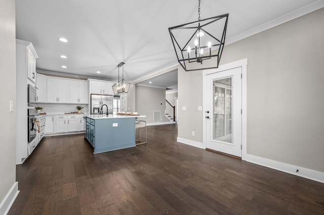 196 Knoxleigh Way, Murfreesboro, TN 37129 - kitchen featuring a chandelier, stainless steel appliances, light countertops, recessed lighting, and dark wood-type flooring