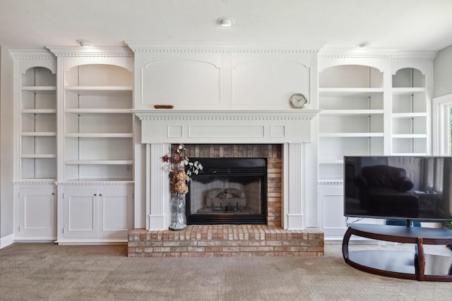 4095 Indian Hills Rd, Columbia, TN 38401 - unfurnished living room with a fireplace and carpet flooring
