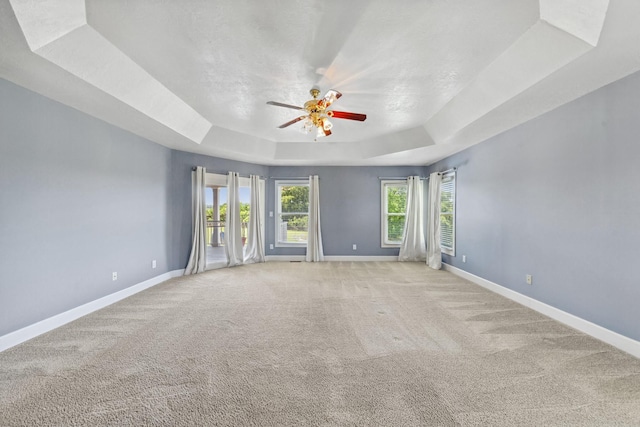 4095 Indian Hills Rd, Columbia, TN 38401 - empty room with a tray ceiling, baseboards, ceiling fan, and light carpet