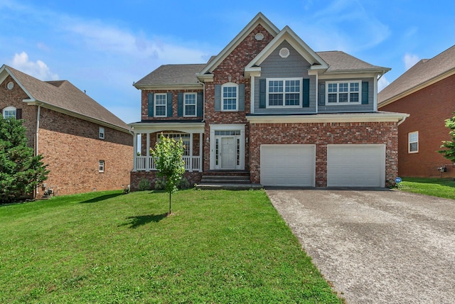 2015 Keene Cir, Spring Hill, TN 37174 - view of front of property with a garage, concrete driveway, a front yard, and brick siding