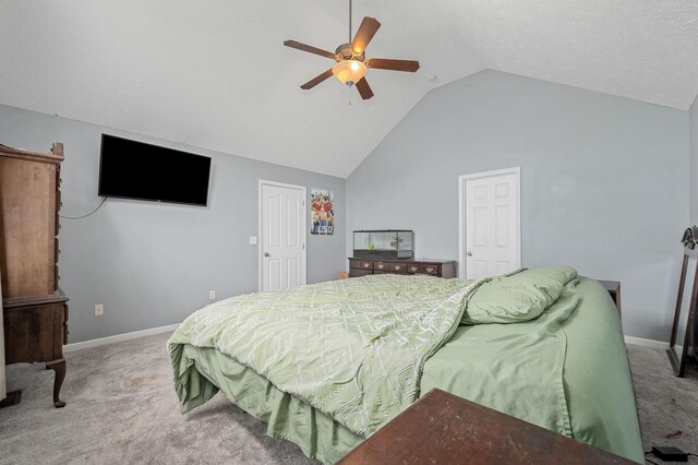 278 Riddle Rd, Manchester, TN 37355 - bedroom with vaulted ceiling, carpet flooring, baseboards, and ceiling fan