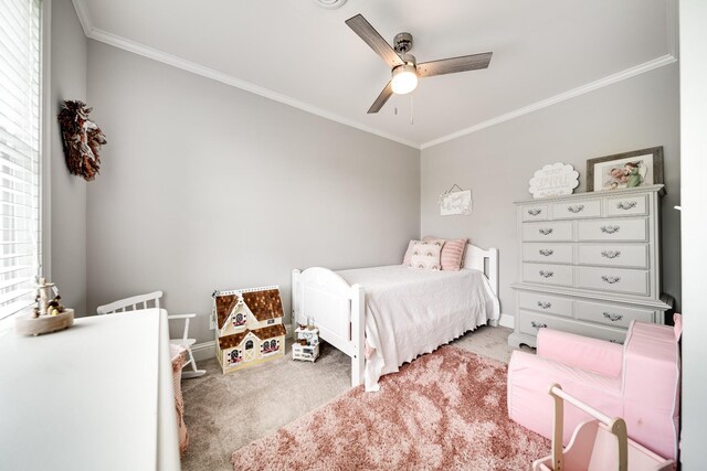 1112 Belmont Dr, Cookeville, TN 38506 - carpeted bedroom featuring crown molding, multiple windows, baseboards, and ceiling fan
