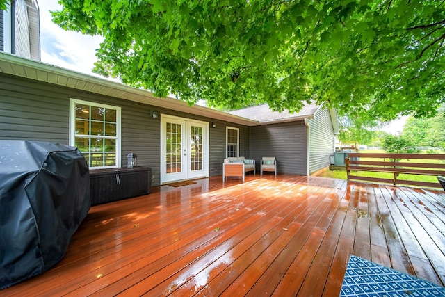 1112 Belmont Dr, Cookeville, TN 38506 - deck featuring french doors, outdoor lounge area, and area for grilling