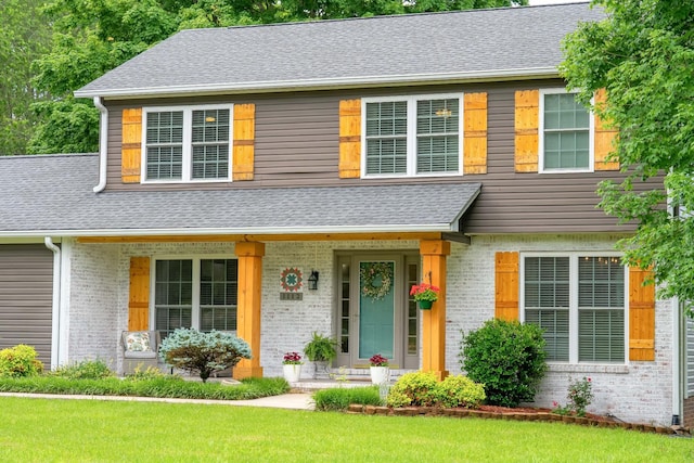 1112 Belmont Dr, Cookeville, TN 38506 - view of front of home with brick siding, a front lawn, and a shingled roof