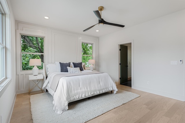 301B Oriel Ave, Nashville, TN 37210 - bedroom featuring light wood-type flooring, baseboards, recessed lighting, and a ceiling fan
