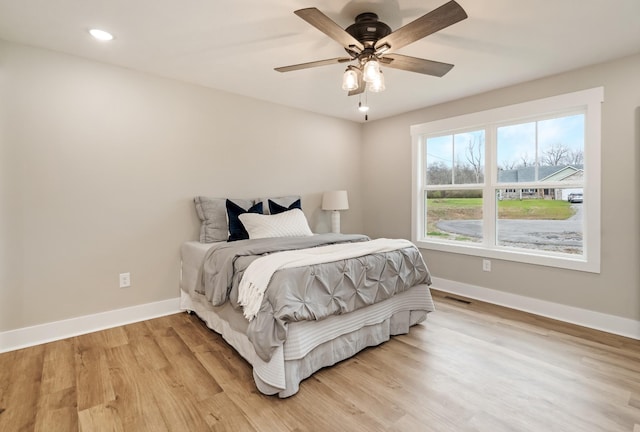 1515 Ellie Claire Way, Lewisburg, TN 37091 - bedroom featuring light wood-style flooring, baseboards, recessed lighting, and ceiling fan
