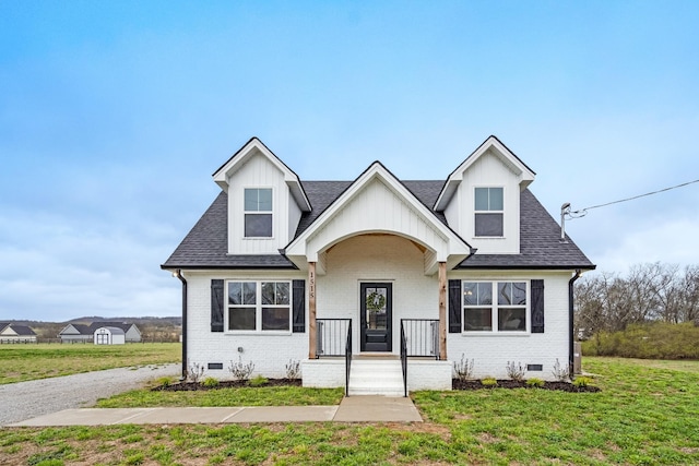 1515 Ellie Claire Way, Lewisburg, TN 37091 - view of front of property featuring crawl space, a front lawn, brick siding, and roof with shingles
