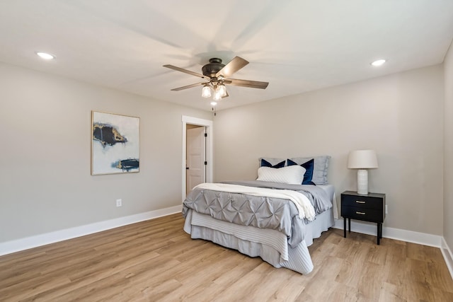 1515 Ellie Claire Way, Lewisburg, TN 37091 - bedroom featuring light wood-style flooring, baseboards, recessed lighting, and a ceiling fan