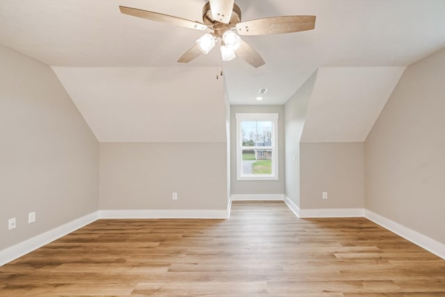 1515 Ellie Claire Way, Lewisburg, TN 37091 - additional living space with light wood-style flooring, lofted ceiling, a ceiling fan, and baseboards