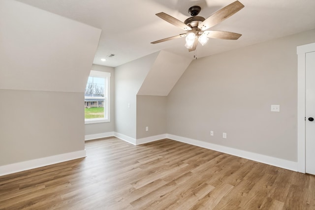 1515 Ellie Claire Way, Lewisburg, TN 37091 - additional living space featuring ceiling fan, light wood-type flooring, baseboards, and vaulted ceiling