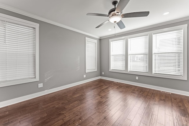 512 River Watch Way, Winchester, TN 37398 - empty room featuring ceiling fan, crown molding, dark wood-style floors, and baseboards