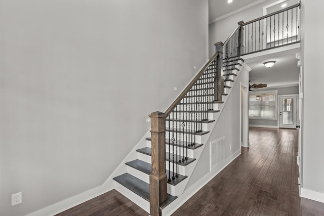 512 River Watch Way, Winchester, TN 37398 - staircase with ornamental molding, baseboards, and wood finished floors
