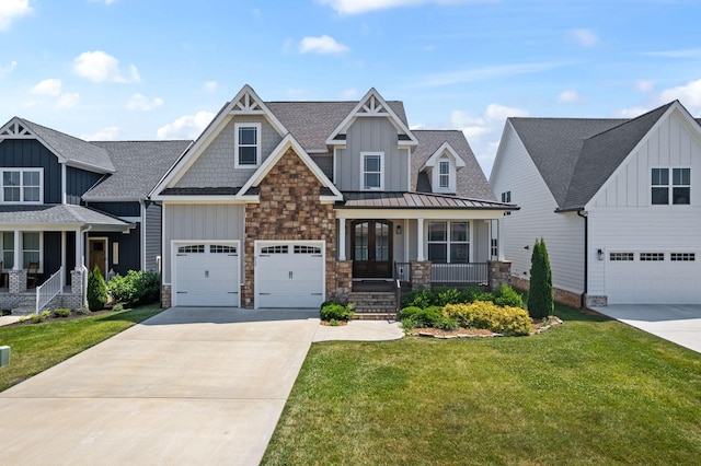 512 River Watch Way, Winchester, TN 37398 - craftsman house with covered porch, board and batten siding, concrete driveway, and a front yard