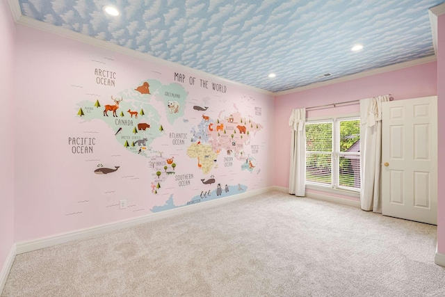 316 Whitworth Way, Nashville, TN 37205 - carpeted spare room with ornamental molding, baseboards, and recessed lighting