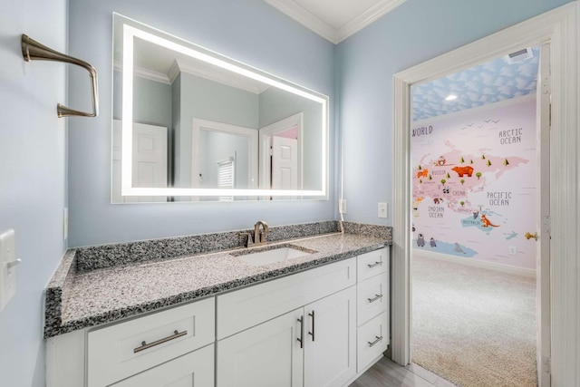 316 Whitworth Way, Nashville, TN 37205 - bathroom with ornamental molding and vanity