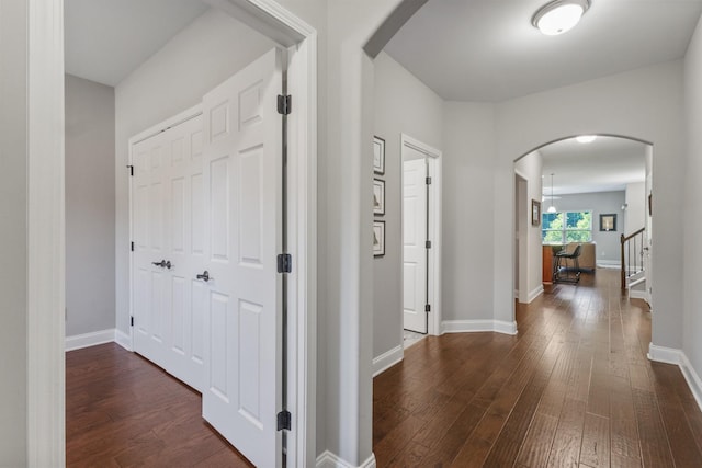 864 Meadowcrest Way Unit 823, Lebanon, TN 37090 - hall with arched walkways, dark wood-style flooring, and baseboards