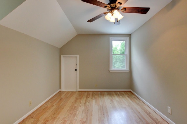 339 Thompson Ln, Clarksville, TN 37040 - additional living space with light wood-style floors, a ceiling fan, baseboards, and vaulted ceiling