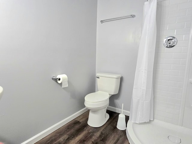 118 Bone Cave Rd, Rock Island, TN 38581 - full bathroom with toilet, a shower stall, wood finished floors, and baseboards