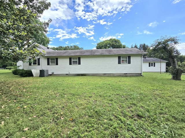 118 Bone Cave Rd, Rock Island, TN 38581 - back of house featuring a lawn, crawl space, and central AC