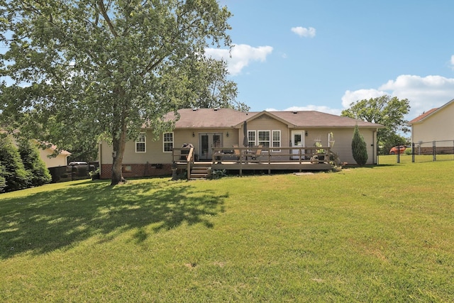 2277 Belotes Ferry Rd, Lebanon, TN 37087 - rear view of property featuring french doors, a wooden deck, and crawl space