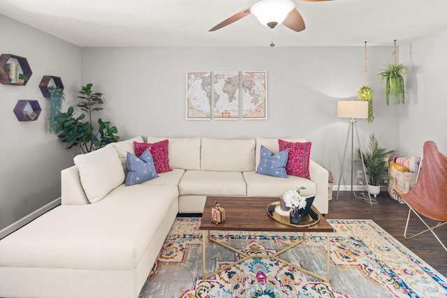 1011 Wolves Den Pl, Murfreesboro, TN 37128 - living area featuring a ceiling fan and wood finished floors