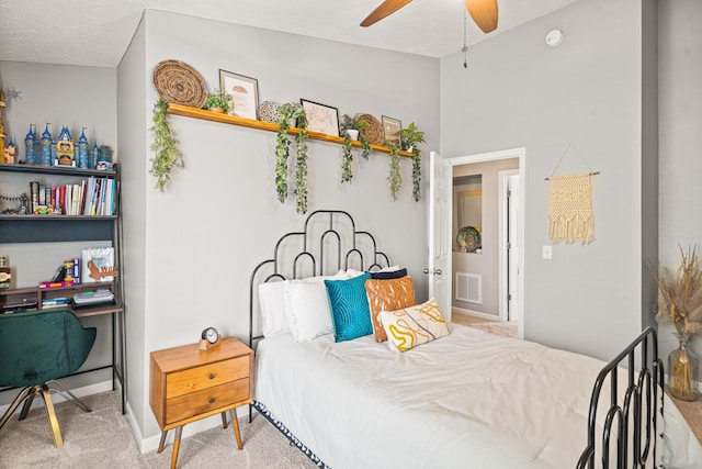 1011 Wolves Den Pl, Murfreesboro, TN 37128 - bedroom with carpet flooring, lofted ceiling, an office area, and a ceiling fan