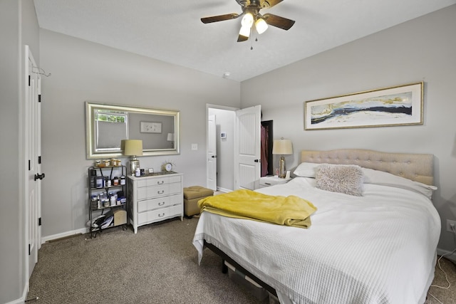 103 Lockhart St, Dickson, TN 37055 - bedroom featuring carpet floors, vaulted ceiling, baseboards, and ceiling fan