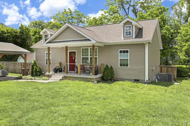 103 Lockhart St, Dickson, TN 37055 - cape cod home with central air condition unit, a shingled roof, covered porch, a gazebo, and crawl space