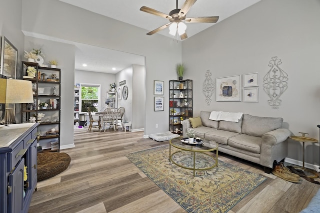 103 Lockhart St, Dickson, TN 37055 - living area with light wood-type flooring, ceiling fan, baseboards, and recessed lighting