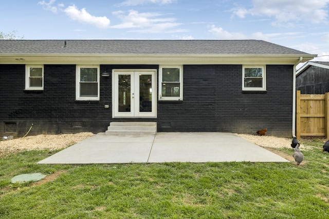 176 Morningside Dr, La Vergne, TN 37086 - view of exterior entry with french doors, a patio, and brick siding