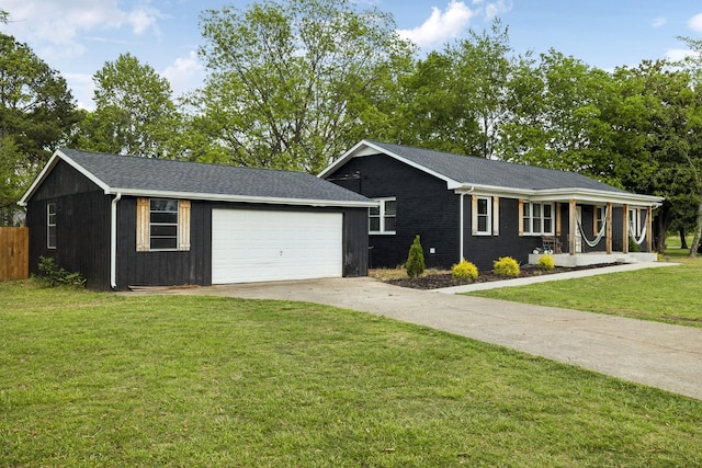176 Morningside Dr, La Vergne, TN 37086 - ranch-style home featuring driveway, covered porch, an attached garage, and an outdoor structure