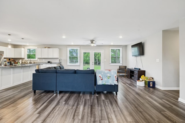 176 Morningside Dr, La Vergne, TN 37086 - living room featuring dark wood-style floors, plenty of natural light, and recessed lighting