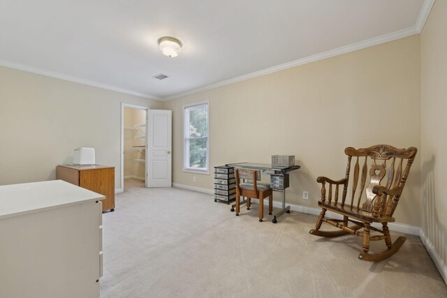 2305 Black Fox Ct, Murfreesboro, TN 37127 - living area featuring crown molding, light colored carpet, and baseboards