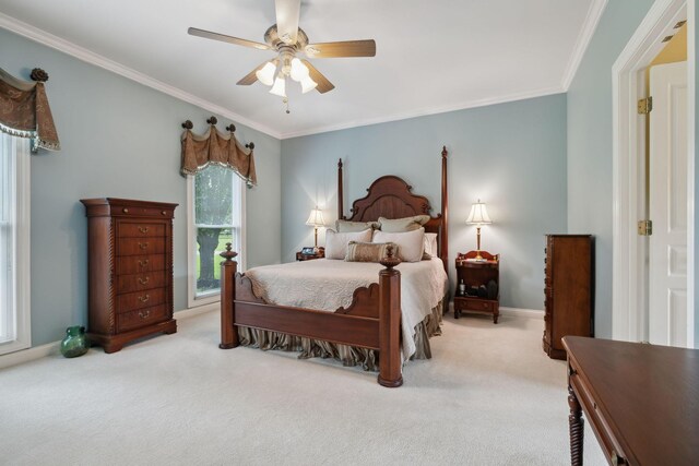 2305 Black Fox Ct, Murfreesboro, TN 37127 - bedroom featuring carpet, crown molding, baseboards, and a ceiling fan