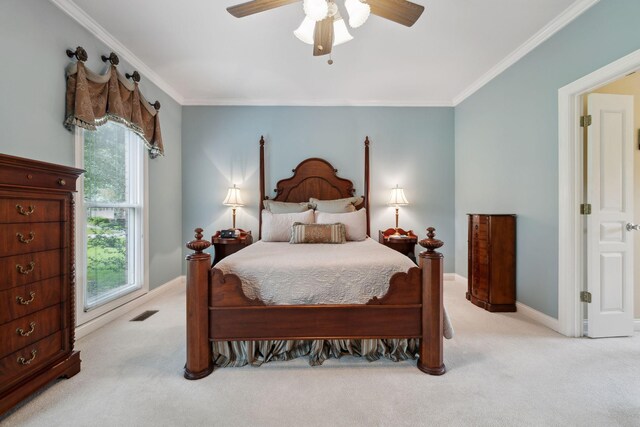 2305 Black Fox Ct, Murfreesboro, TN 37127 - carpeted bedroom featuring crown molding, baseboards, and a ceiling fan