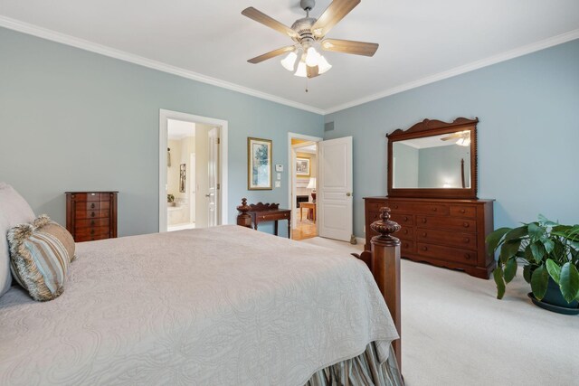2305 Black Fox Ct, Murfreesboro, TN 37127 - carpeted bedroom with ornamental molding, ceiling fan, and ensuite bathroom