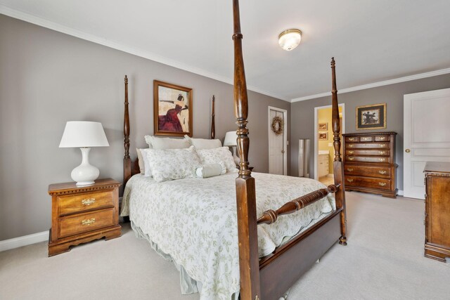 2305 Black Fox Ct, Murfreesboro, TN 37127 - bedroom with light carpet, crown molding, ensuite bathroom, and baseboards
