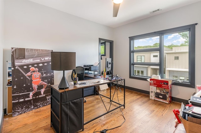 3802B Hutson Ave, Nashville, TN 37216 - office space with wood finished floors, a ceiling fan, and baseboards