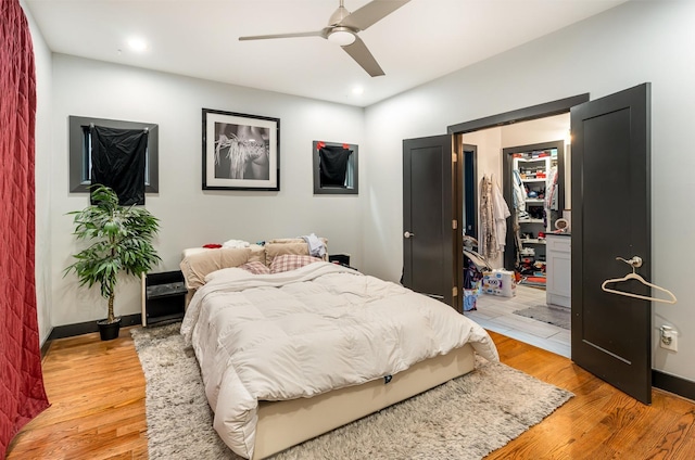 3802B Hutson Ave, Nashville, TN 37216 - bedroom featuring a spacious closet, light wood-style flooring, recessed lighting, ceiling fan, and a closet