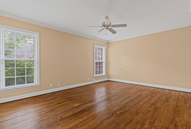 55 Revere Park, Nashville, TN 37205 - spare room featuring a ceiling fan, baseboards, wood finished floors, and ornamental molding