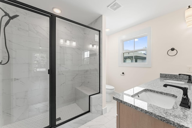 217 S Porter St S Unit 217, Winchester, TN 37398 - bathroom with marble finish floors, a marble finish shower, toilet, and double vanity
