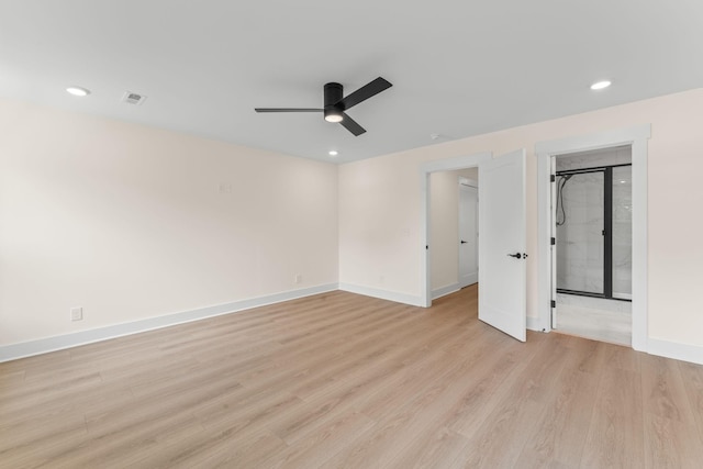217 S Porter St S Unit 217, Winchester, TN 37398 - unfurnished bedroom with baseboards, light wood-style floors, recessed lighting, and a ceiling fan